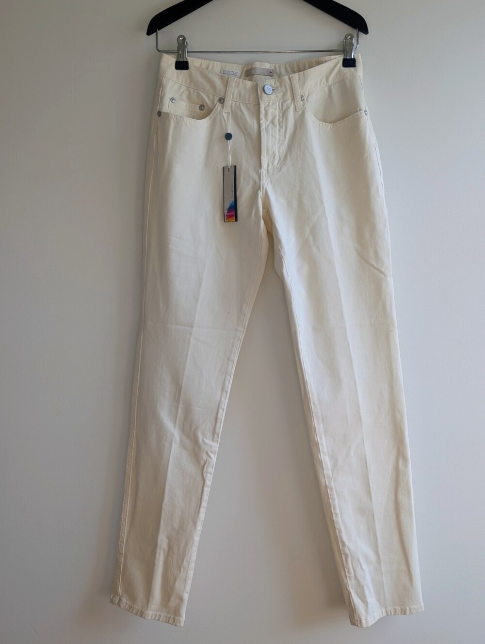 NWT Fabrizio Gianni Womens Ivory Denim Jean Stretch For High Comfort Sz 2